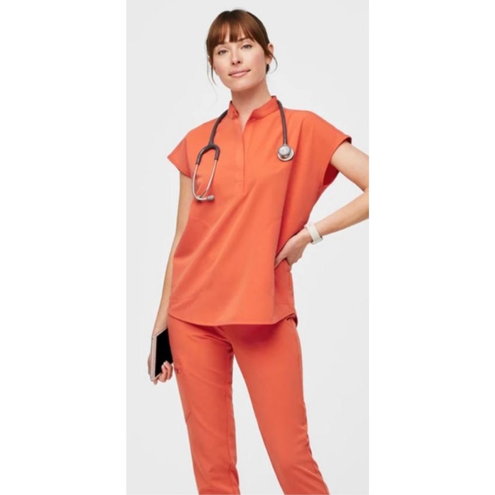 Figs Sunset Orange Large Livingston Scrub Pants